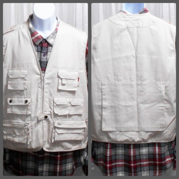 Sky Authentic Lightweight Beige Zip Front Sport Vest Men's  Large - Picture 1 of 10